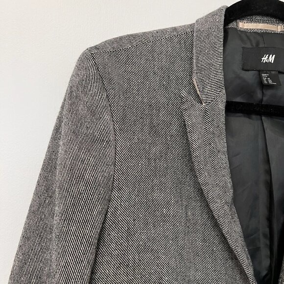 H &M Tweed Men's Blazer Grey Pinstripe Wool Blend Sz 38R - Picture 5 of 13